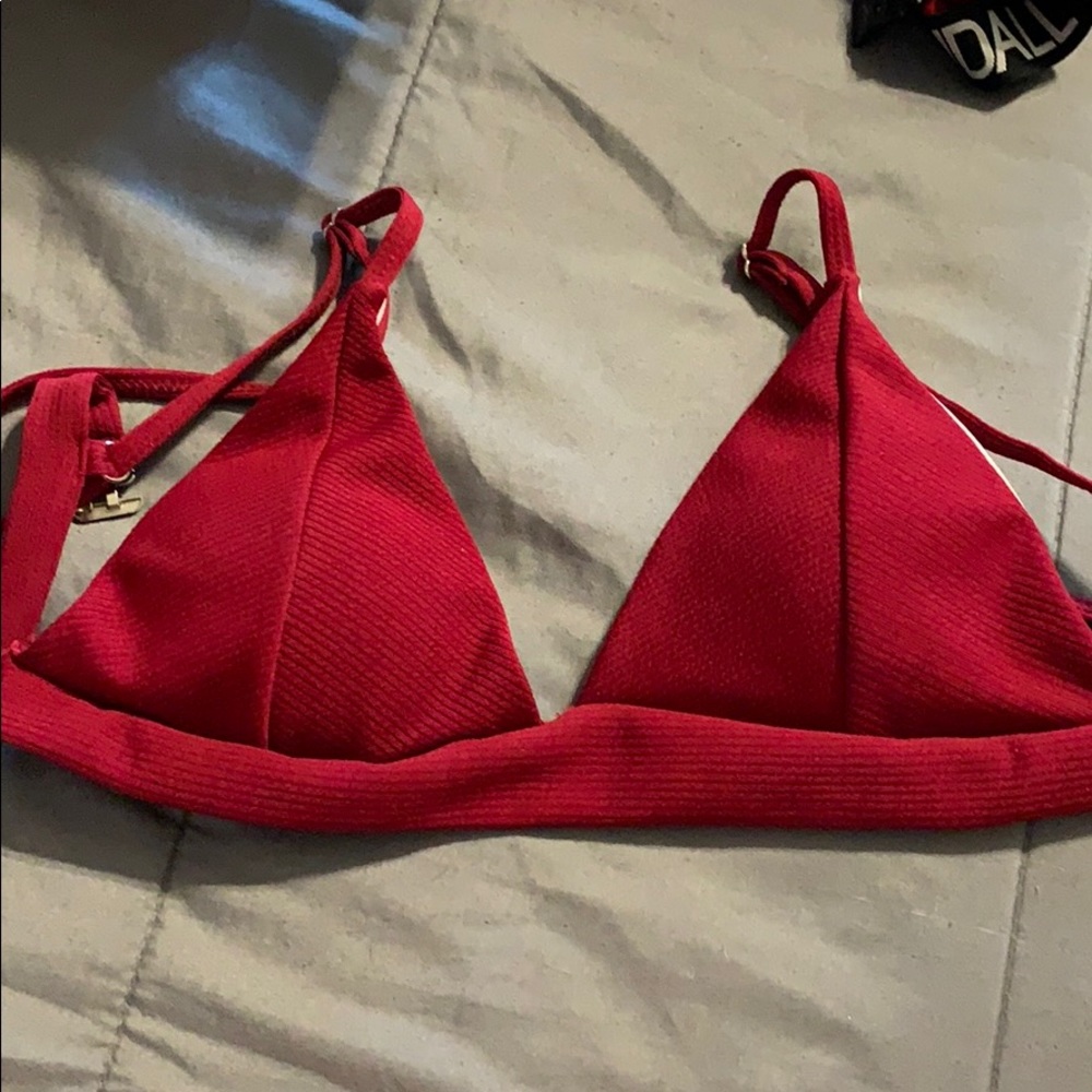 dark red swim top